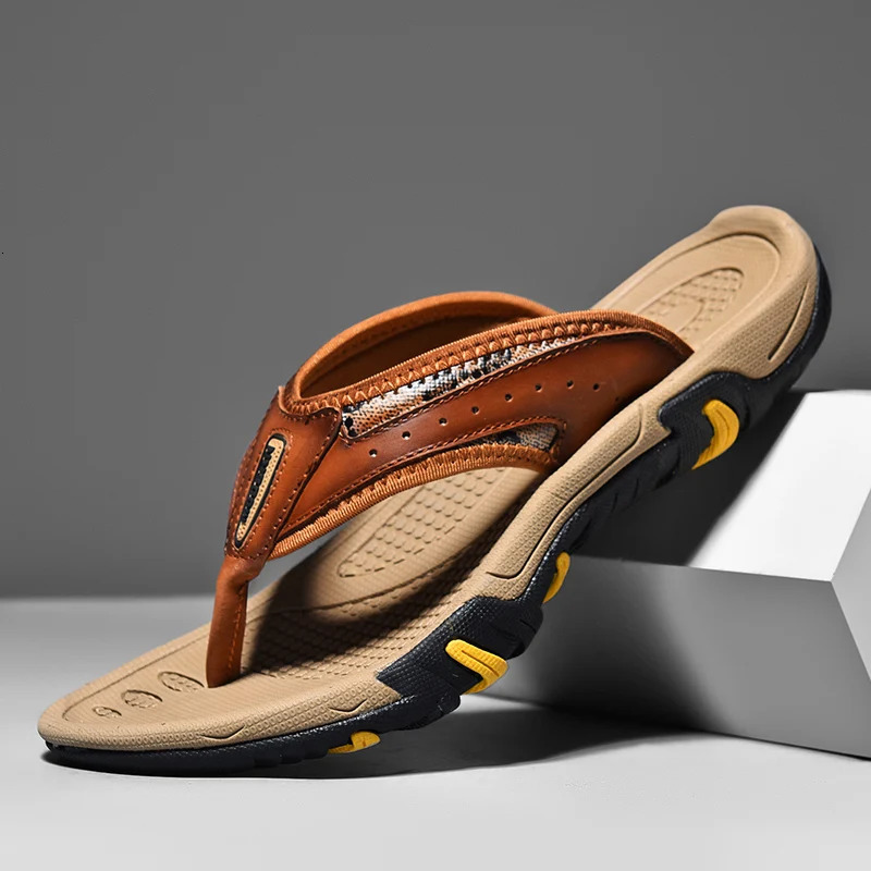 Mens casual summer flip high-quality anti slip and fashionable mens breathable sandals outdoor soft and lightweight slider size 38-45 240615