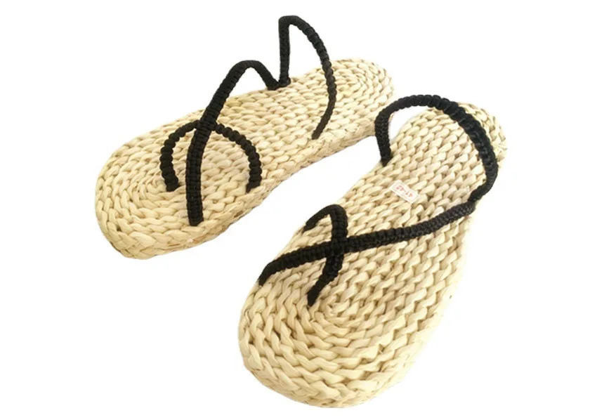 Shoes cos props flip slider Valentines corn leather woven striped sandals Casual shoes Mens sandals Summer 240615