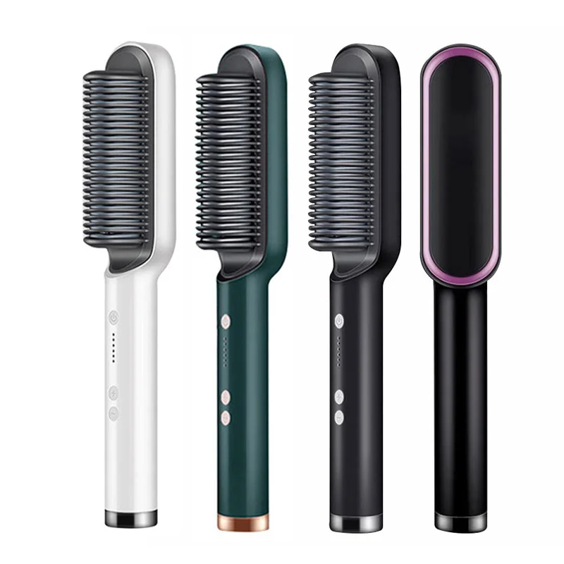 Electric straighten hair brush professional curler straightener comb styler Fast Heating ceramic hair straightener