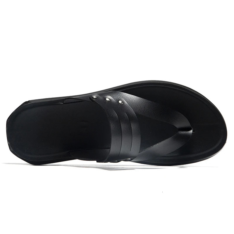 Summer Mens Casual PU Leather Flip Slippers Flat Outer Slippers 47 Chanclas Hombre Direct 240615