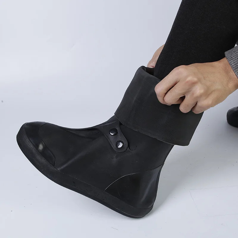 PVC rainproof shoe cover for mens winter snow boots waterproof thick anti slip sole executive rainproof Bota box 240614