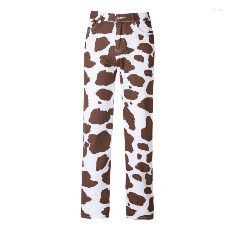 Womens Jeans Milk Cow Print Denim Pant Women High Waist Loose Straight Pants Harajuku Swt Casual Wide Leg Trousers Strtwear Z260313