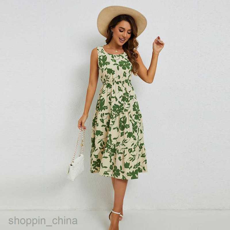 Basic Casual Women Dresses Summer floral print temperament casual sleeveless long dress for women JR2514