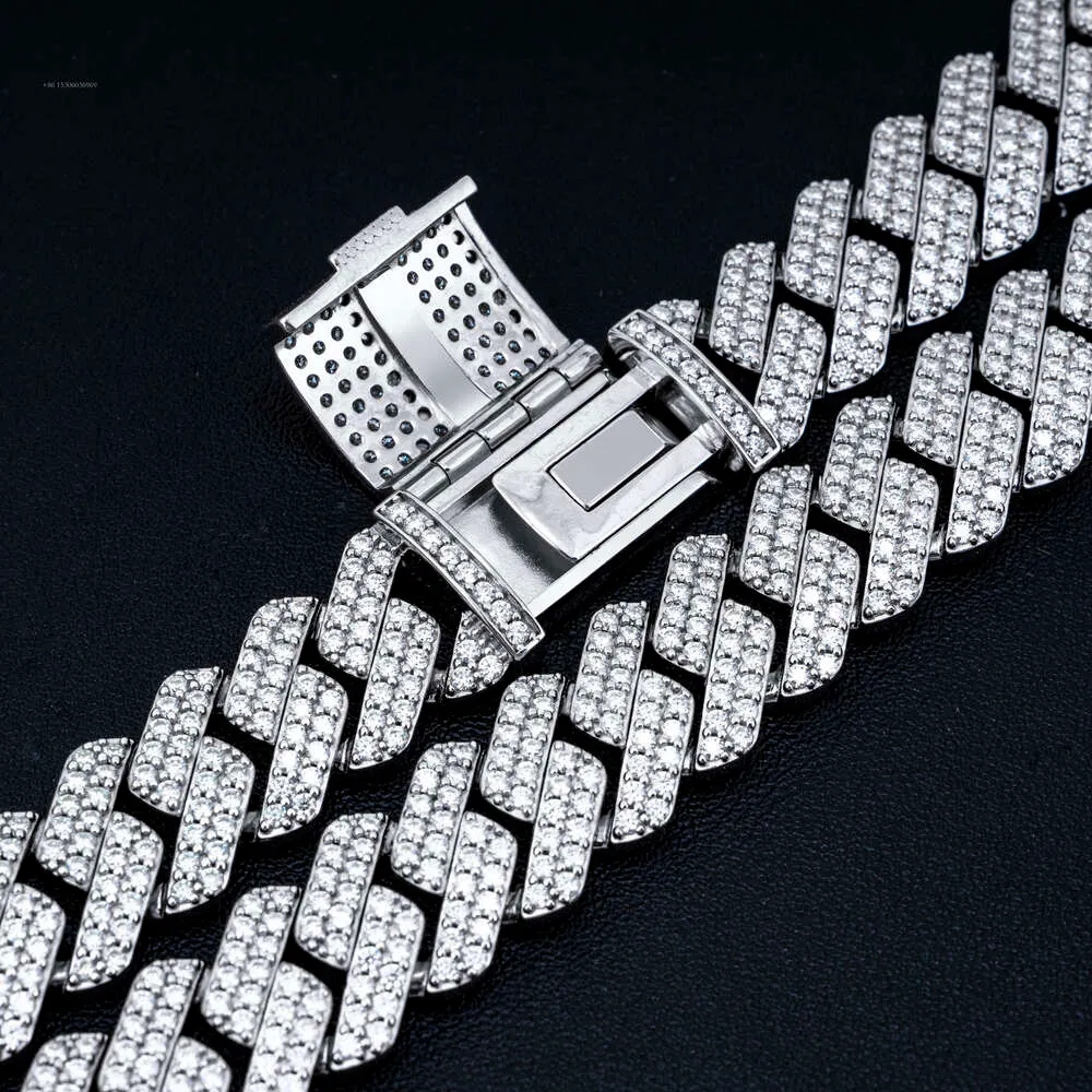 moissanite necklace Hip Hop Jewelry 925 Sterling Silver 14mm gold Sterling Silve Chain For Men necklace miami cuban link chain necklaces