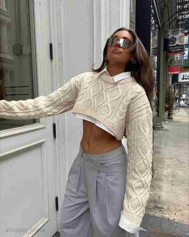 Women's Sweaters collocation Y2K new design matching feeling new fried dough twist Knitted Blouse sweater