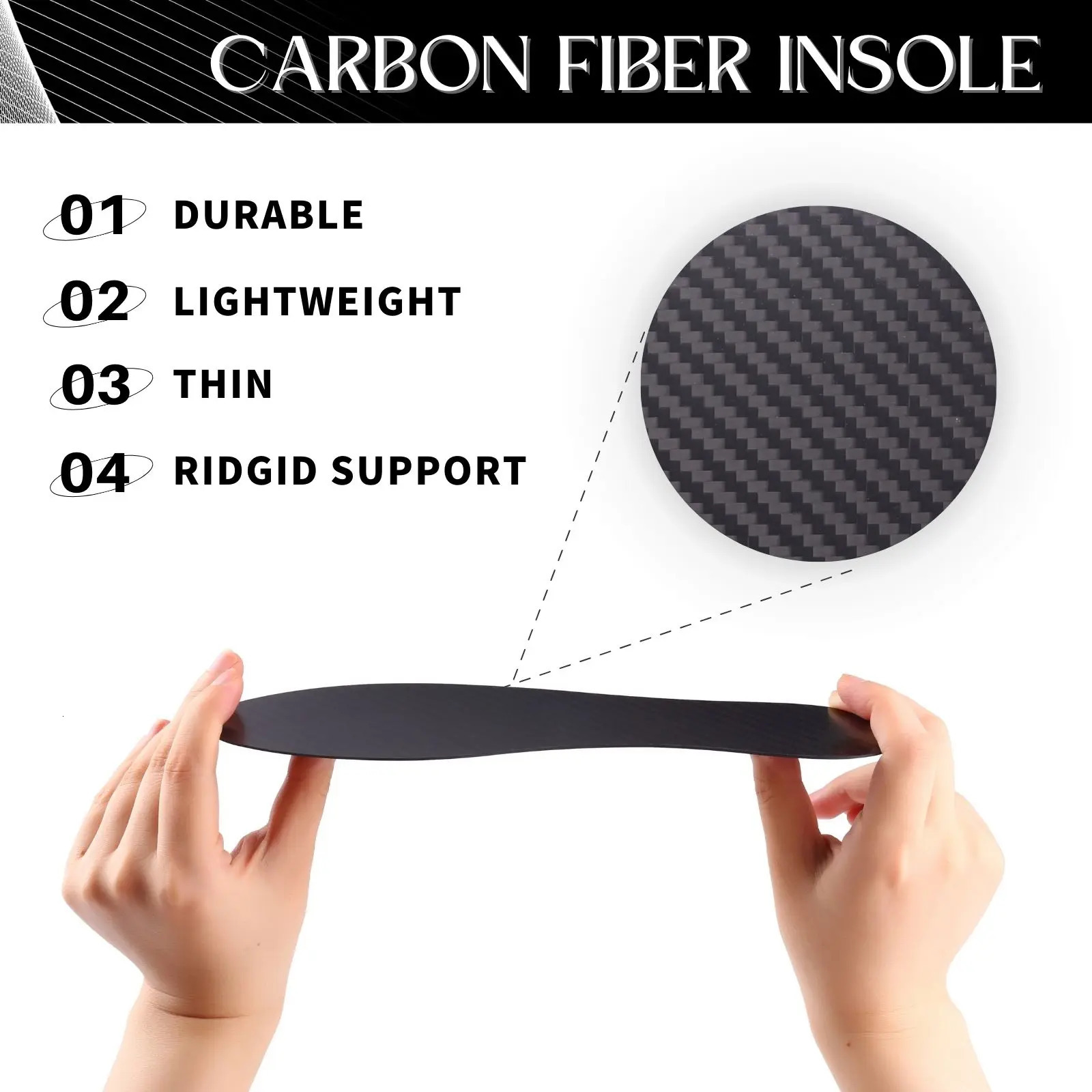 1 Pair Carbon Fiber Insole and Shock-absorbing Insole Foot Fractures Hallux Rigidus and Limitus Rigid Shoe Insert for Sports 240615