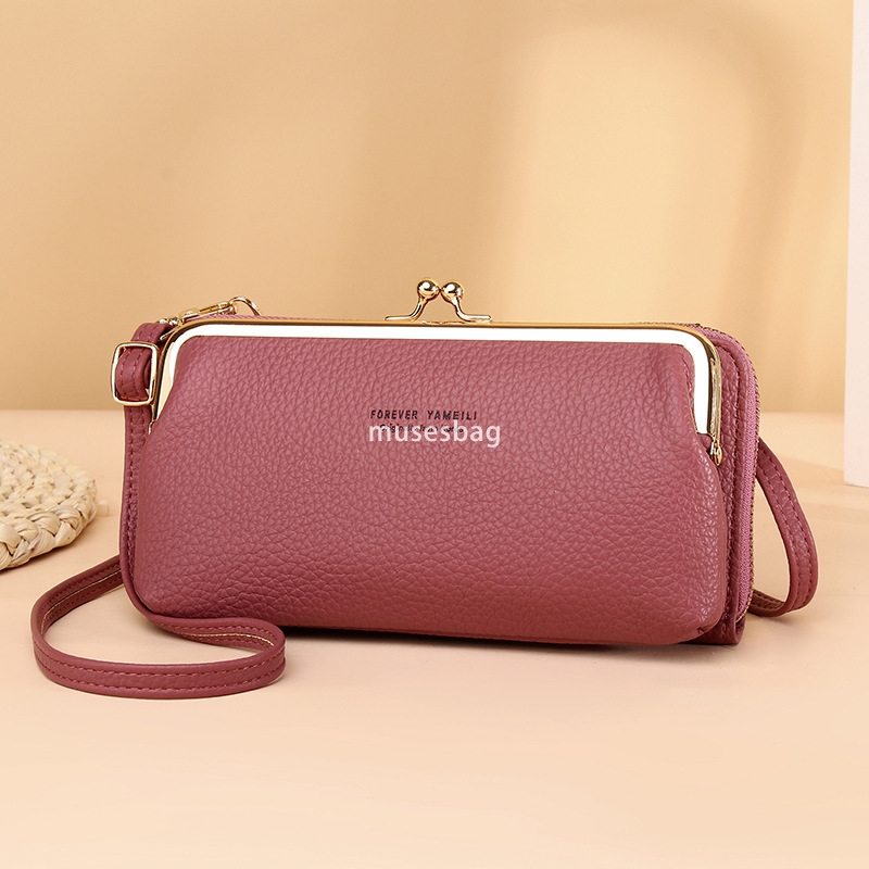 Designer Women's High Quality Atmosphere Large Capacity Bag Mobile Phone Bag Diagonal Cross Multi functional PU Evening Bag Fashionable Litchi Pa