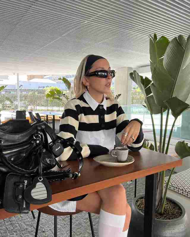 Women's Sweaters Spring and Autumn Y2K Long Sleeve Stripe Open navel Knitted Top Casual Coat Single breasted Shawl Top Women