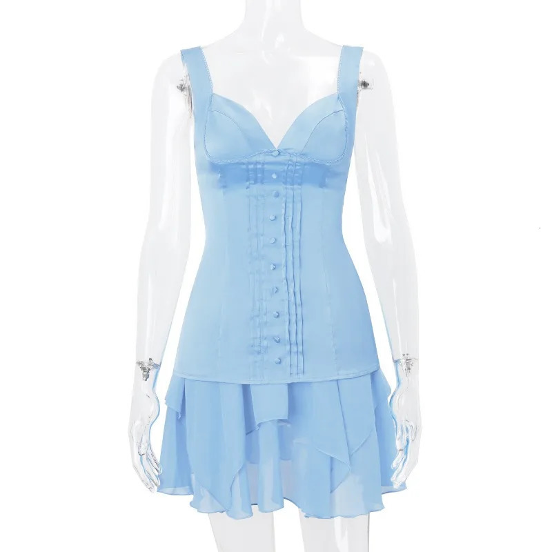 Taruxy sexy pleated body suspension dress womens sleeveless pleated mesh patchwork lace backless club party mini dress 240531