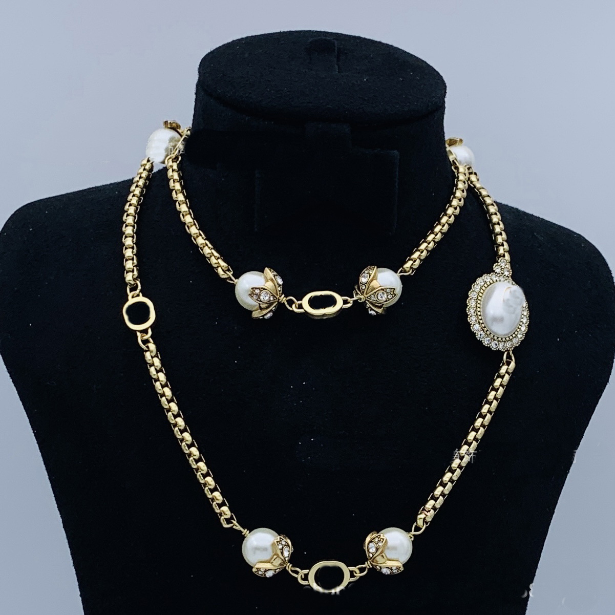 Letter Pendant Double Layer Pearl Necklace Sweater Women Neck Chain GN33Enamel Jewelry Design