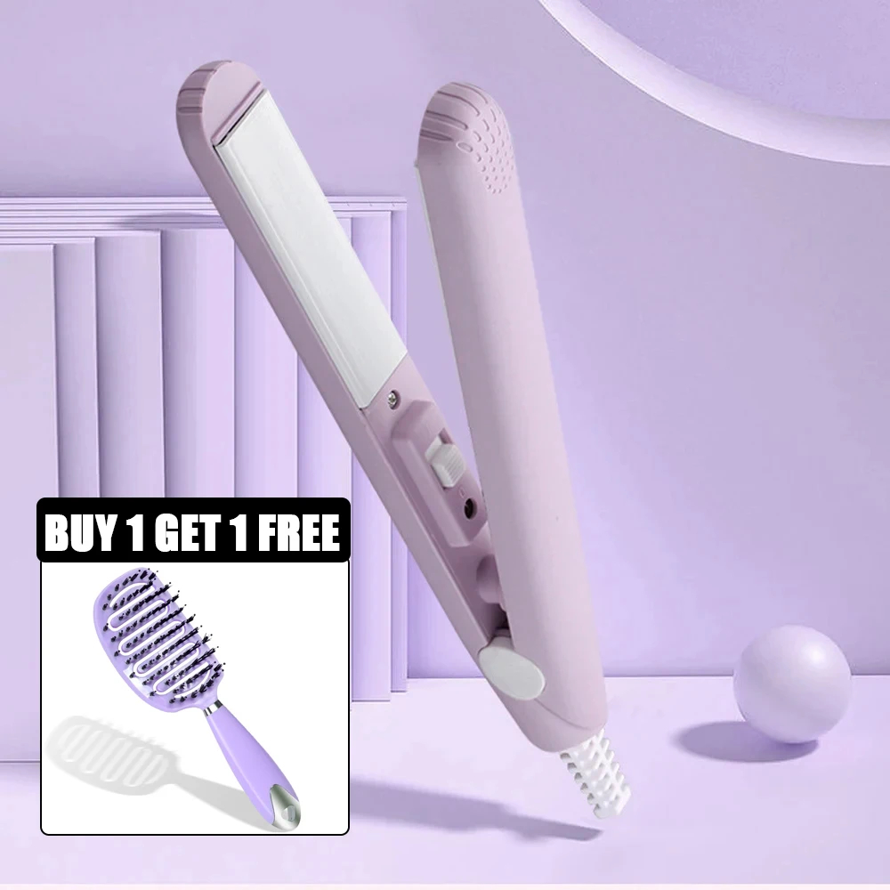 Multicolor Splint Mini Hair Straightener No Damage Ceramic Plate Straight Volume Dual-Purpose Bangs Curling Iron With Hair Comb