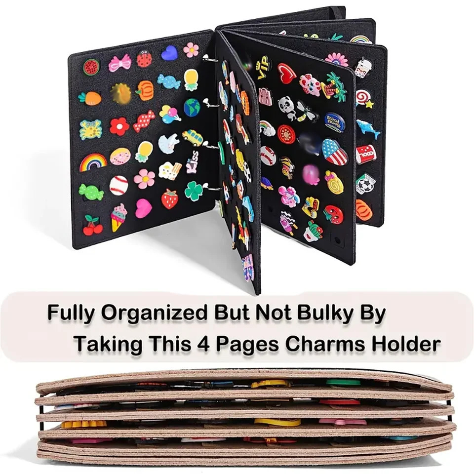 Shoe Charms Organizer for Charms Display Flip Page Shoe Charms Holder with 120 holes excluding footwear charm 240615