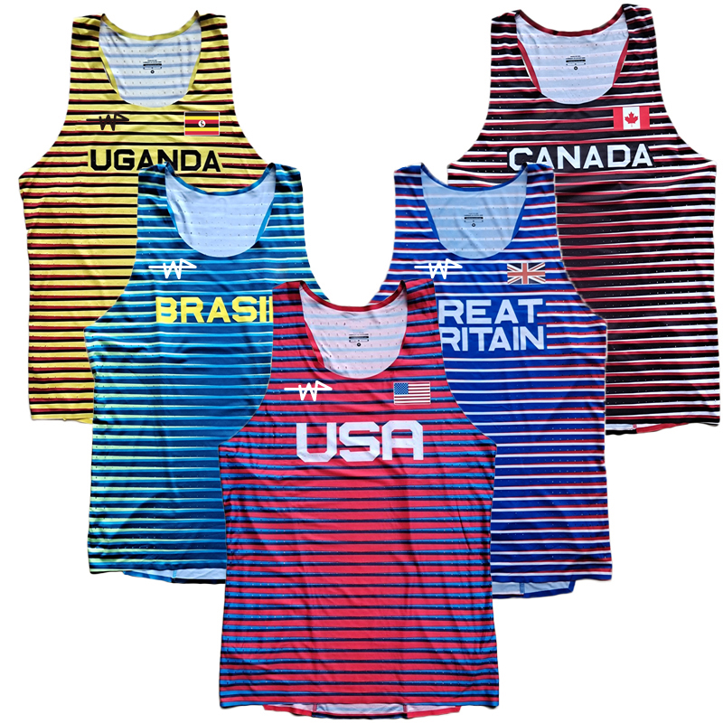 2023 Kenay USA Canada Uganda Marathon Running National team Suit Track and Field Athlete Vest Elite Runner Singlet Custom logo Suit Tank Top
