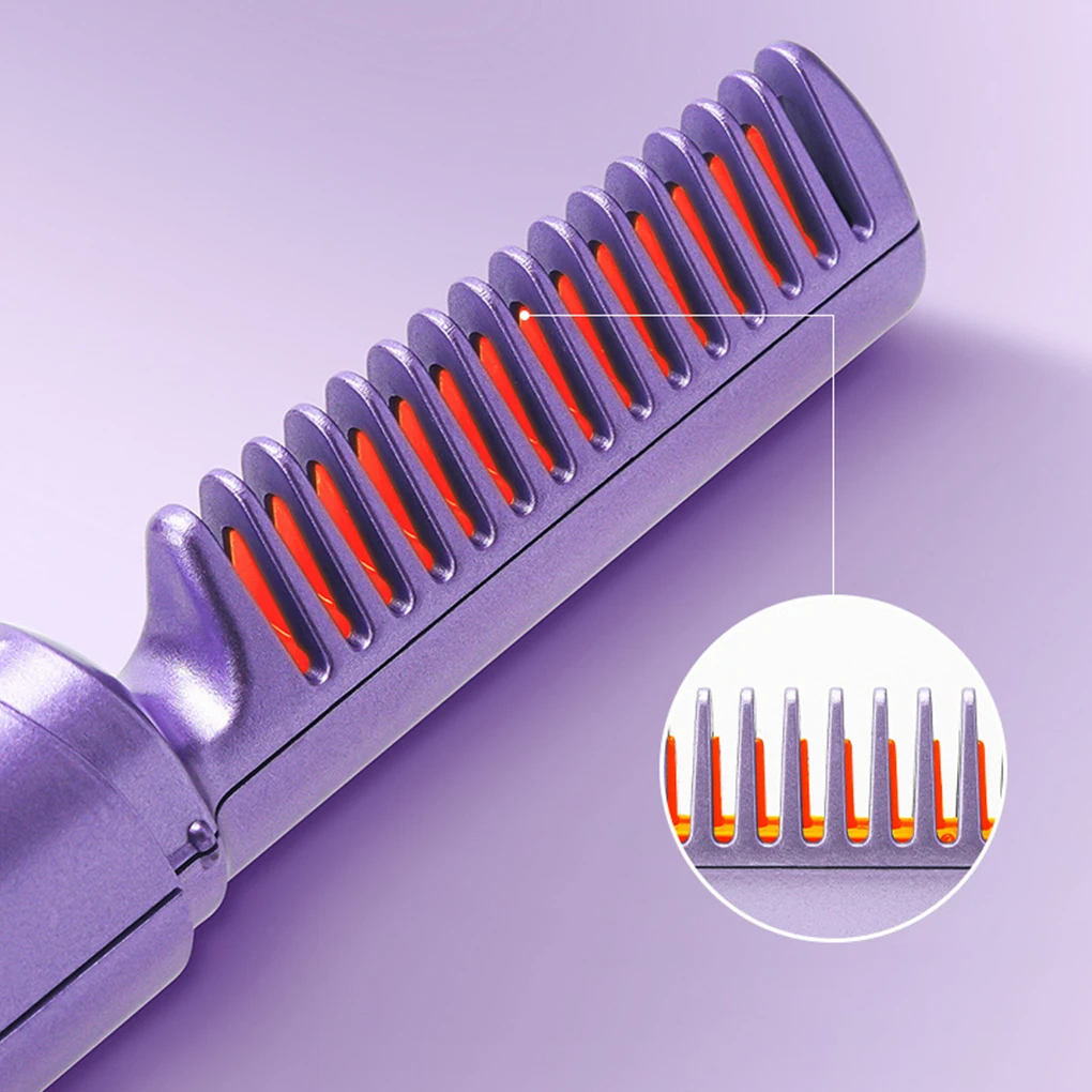2 In 1 Straightener Hair Hot Comb Portable Mini USB Rechargeable Hair Straightener Fast Heating Hair Styling Tools