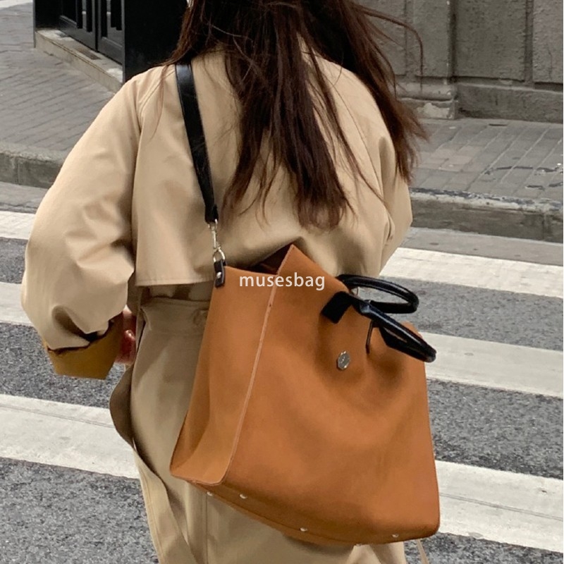 High end new trendy temperament fashionable niche women's bag frosted retro large capacity single shoulder tote bag crossbody official document