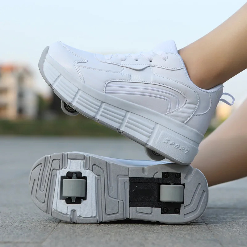 s Roller Sneaker Outdoor Indoor Skating Shoes Detachable s Skates Breathable Blade Flying Shoes Gear White 32 240615
