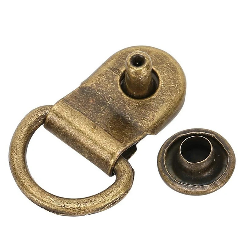 100 sets of 9X14mm bronze shoe hooks hiking shoe hooks shoelace hooks D-ring buckles brass shoe leather bags DIY rivet tools 240615