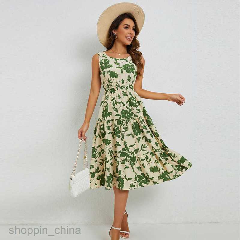 Basic Casual Women Dresses Summer floral print temperament casual sleeveless long dress for women JR2514
