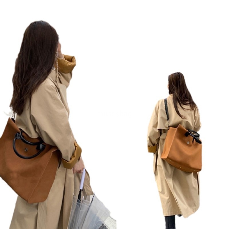 High end new trendy temperament fashionable niche women's bag frosted retro large capacity single shoulder tote bag crossbody official document