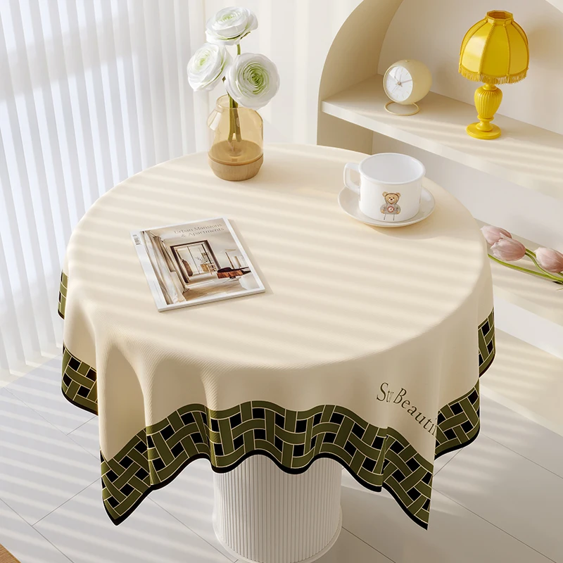 Solid Color Simple Modern Plush Round Coffee Table Cloth, Dining Table Cover EE5W01