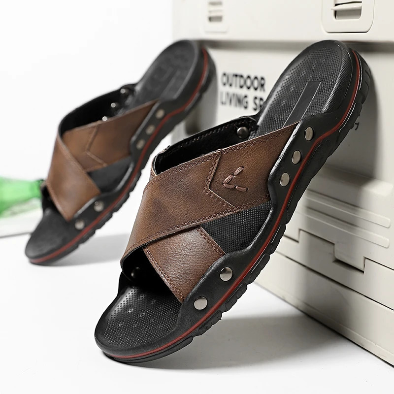 Anti slip casual flip mens summer outdoor slider ultra-fine plywood sandals breathable outdoor semi trailer mens beach apartment 240615