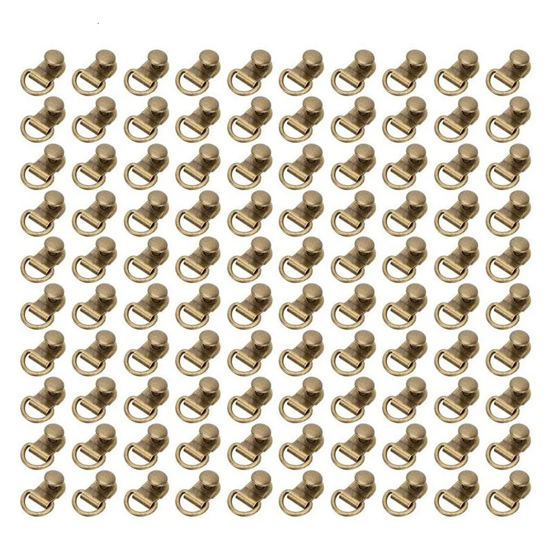 100 sets of 9X14mm bronze shoe hooks hiking shoe hooks shoelace hooks D-ring buckles brass shoe leather bags DIY rivet tools 240615