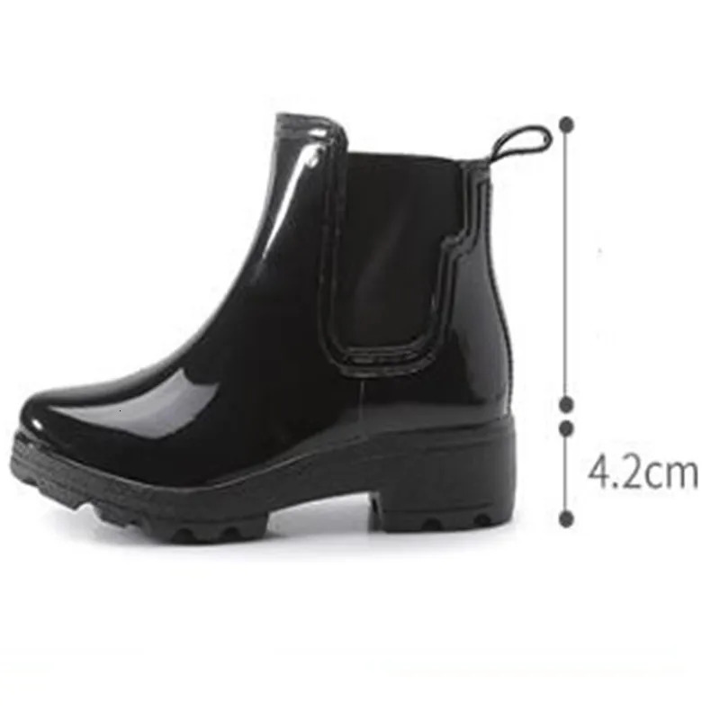 Womens rain boots rubber ankle boots womens waterproof and non slip womens casual rain boots black red blue Chelsea boots 240614