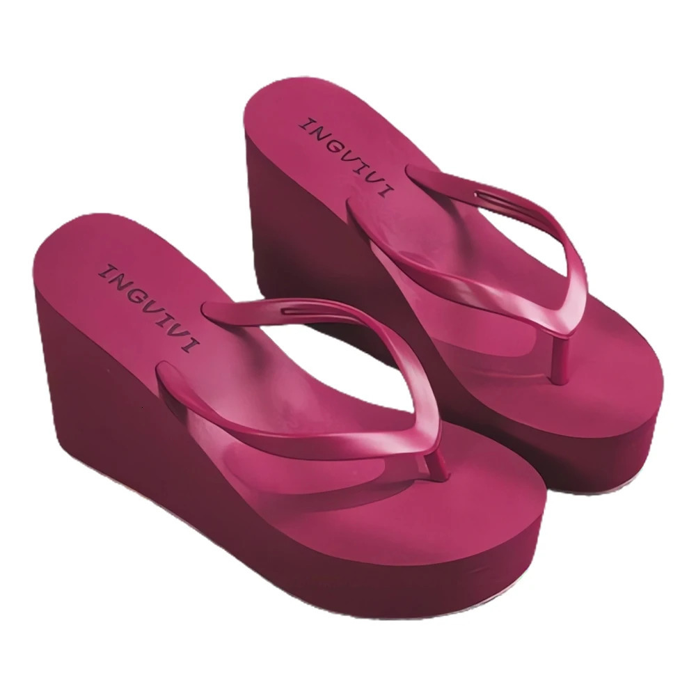 EOFK Women Flip Flops Wedges Comfort Summer Platform Slippers Outdoor Concise Beach High Heel 9cm Casual Slides 240615