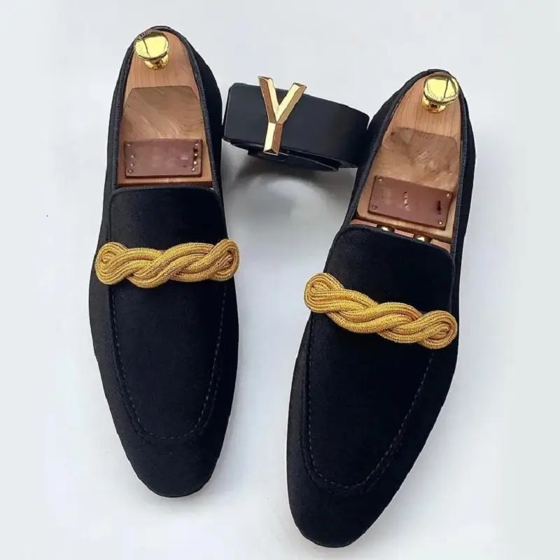 Fashionable mens loafers classic British style suede deer casual dress with twisted bust and personalized small leather shoes 48 240614