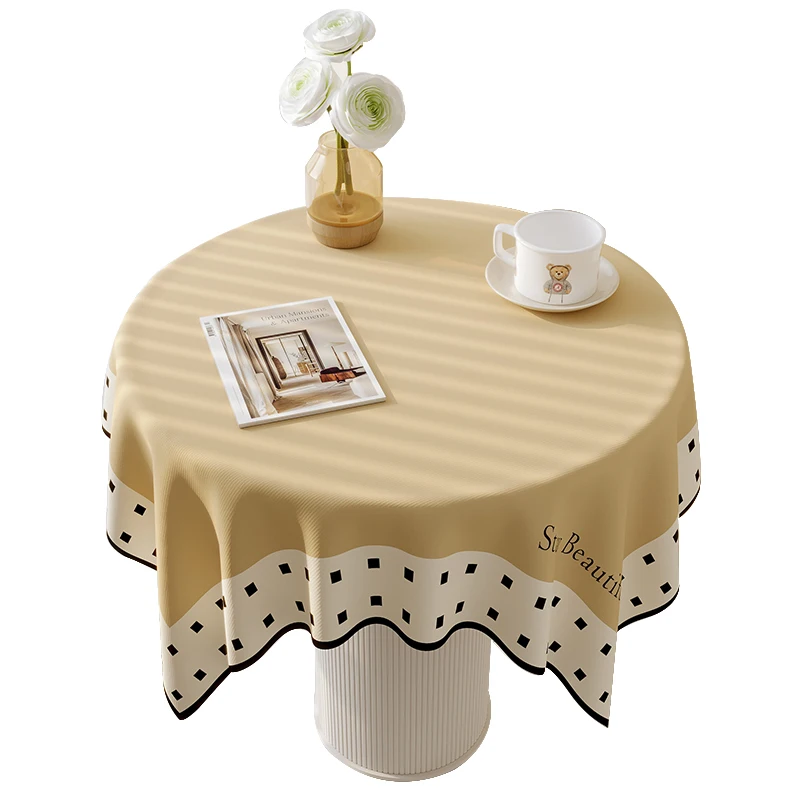 Solid Color Simple Modern Plush Round Coffee Table Cloth, Dining Table Cover EE5W01