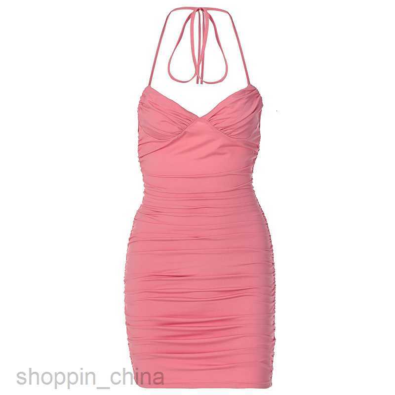 Basic Casual Women Dresses Strap pleated tight elastic small black dress summer new pure sexy A-line skirt small black dress JR672
