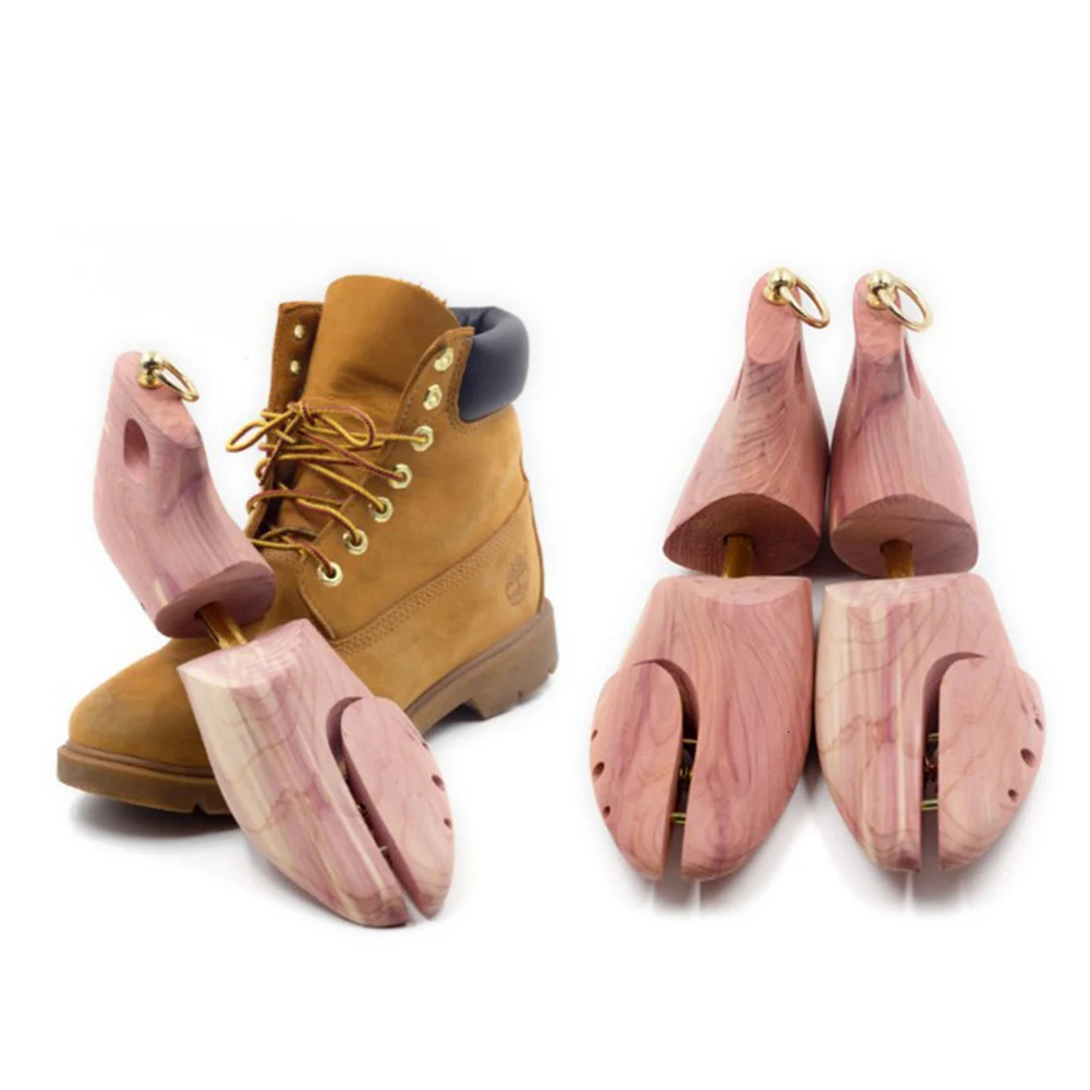 1 pair of red cedar wood adjustable shoe shaped mens shoe tree stretching brackets used for mens boot expander equipment 240615