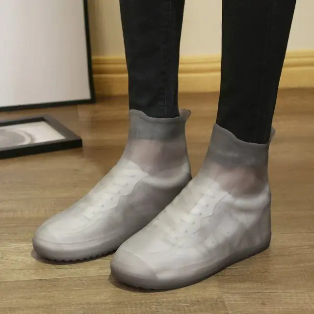 High elastic pink TPE shoe cover plus size mens rubber rain boots anti slip double sole neutral waterproof glass 240614