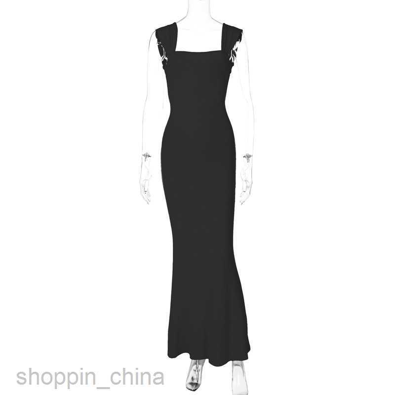 Basic Casual Women Dresses Summer Solid Color Slim Sleeveless Long Dress Women's Evening Dress PG846