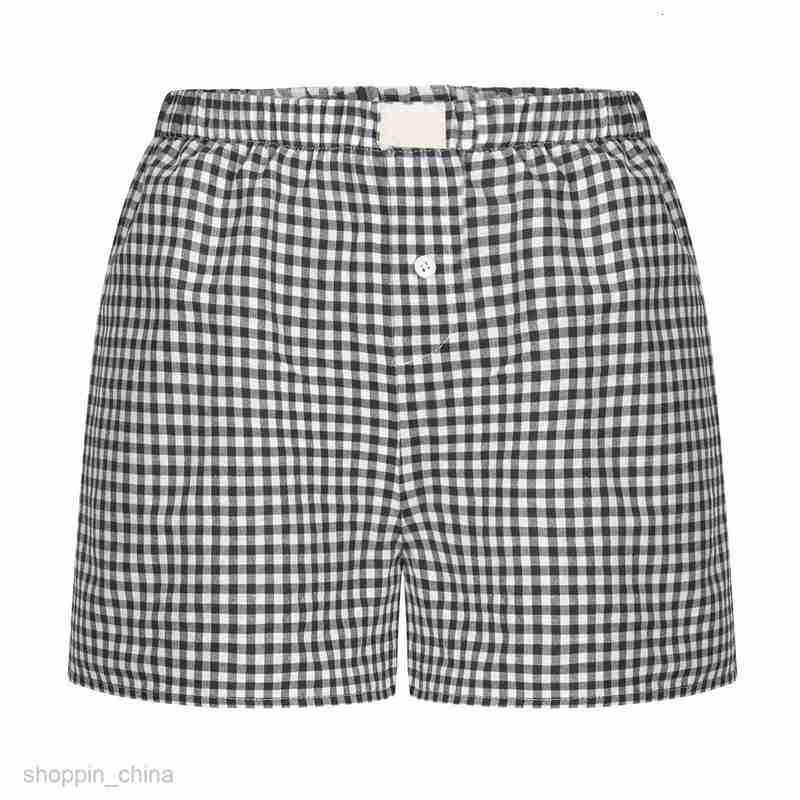 Women's Shorts Summer New Women's Casual Comfortable High Waist Loose Wide Leg Checkered Shorts