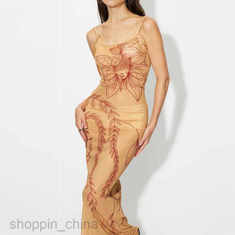 2024 Summer New Strap Printed Sexy Party Women's Sleeveless Dress PG3080