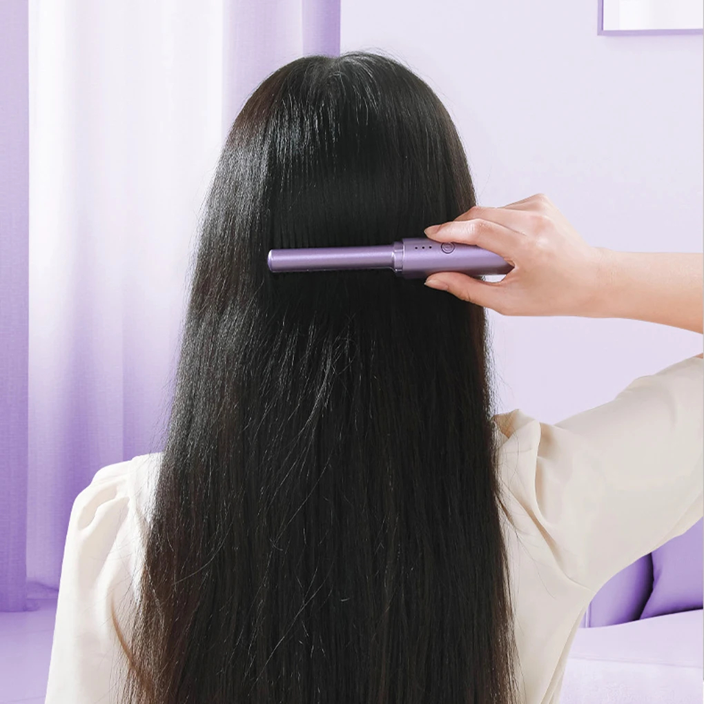 2 In 1 Straightener Hair Hot Comb Portable Mini USB Rechargeable Hair Straightener Fast Heating Hair Styling Tools