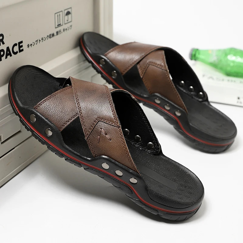 Anti slip casual flip mens summer outdoor slider ultra-fine plywood sandals breathable outdoor semi trailer mens beach apartment 240615