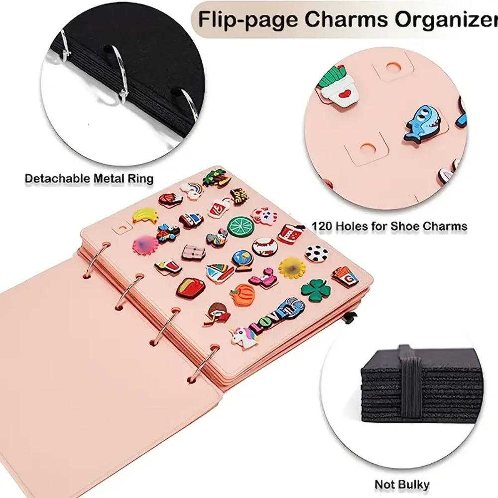 Large capacity shoe charm organizer brochure creative book storage bag shoe flower collection display rack 240615