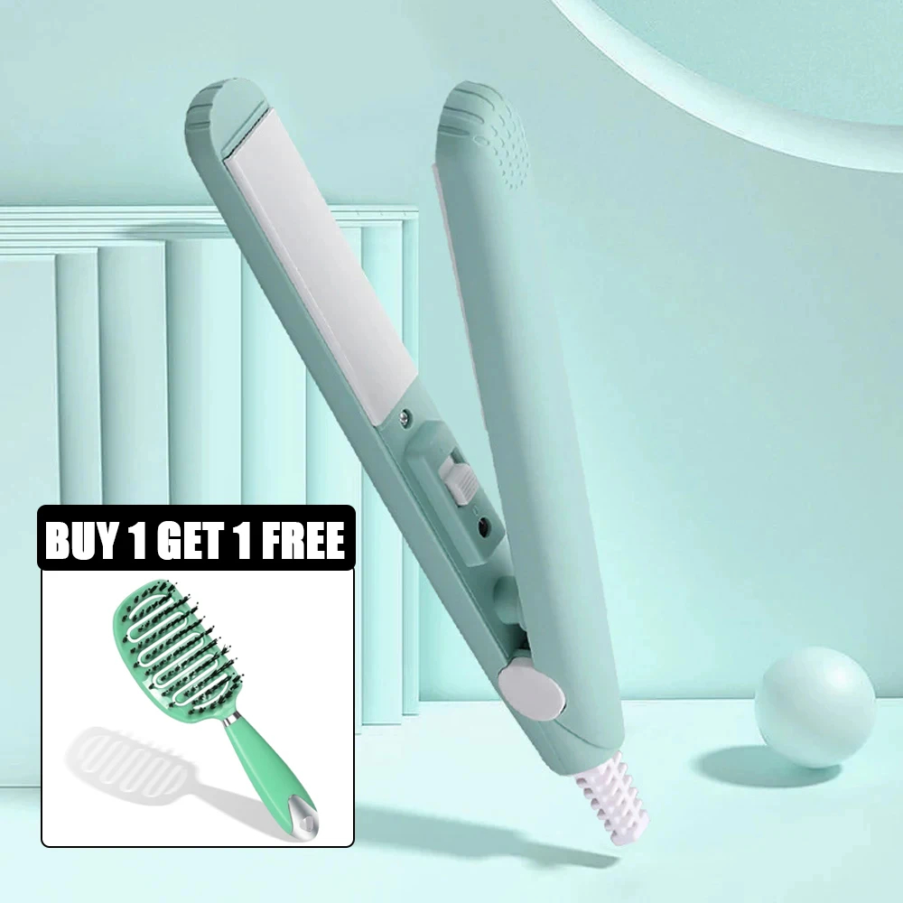 Multicolor Splint Mini Hair Straightener No Damage Ceramic Plate Straight Volume Dual-Purpose Bangs Curling Iron With Hair Comb
