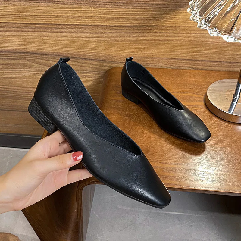 Woman Elegant Summer French Square Toe Green Mary Janes Cute Casual Flats Female Retro Shoes Low Heeled Soft Soled Flat Shoes 240614