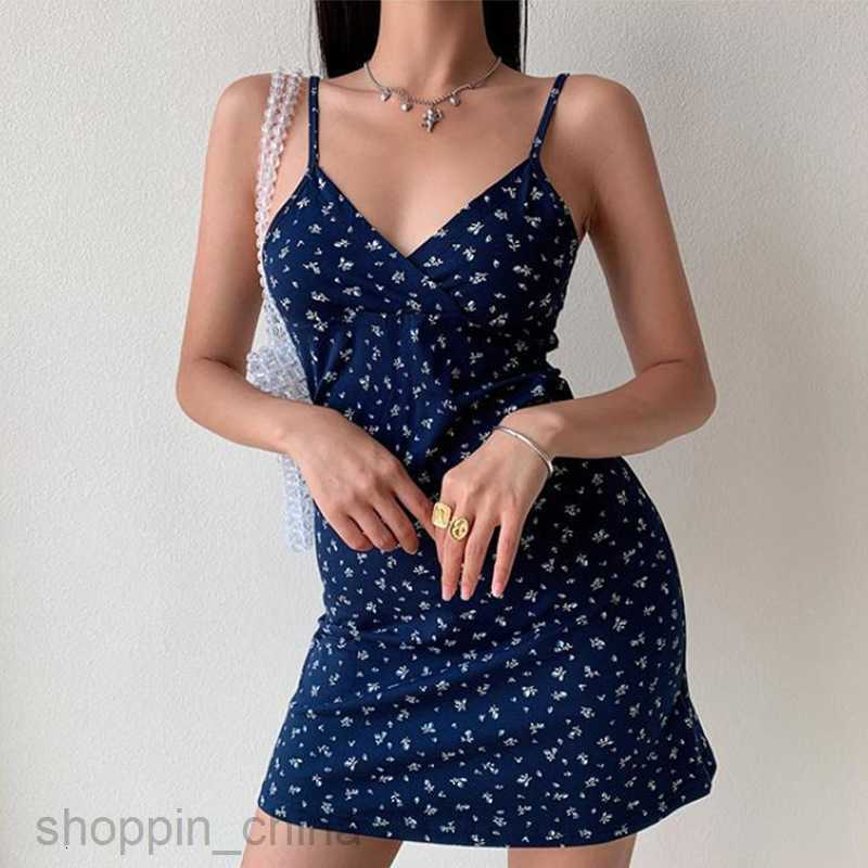 Basic Casual Women Dresses Summer Women's Sexy Strap Casual Print Short Waist A Line Dress PG3192