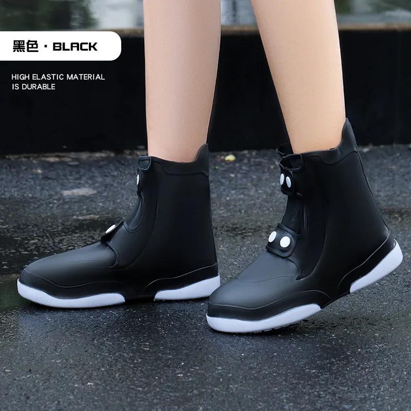 transparent waterproof shoe cover with buttons reusable for men thick rain shoe cover white shoe protector 240615