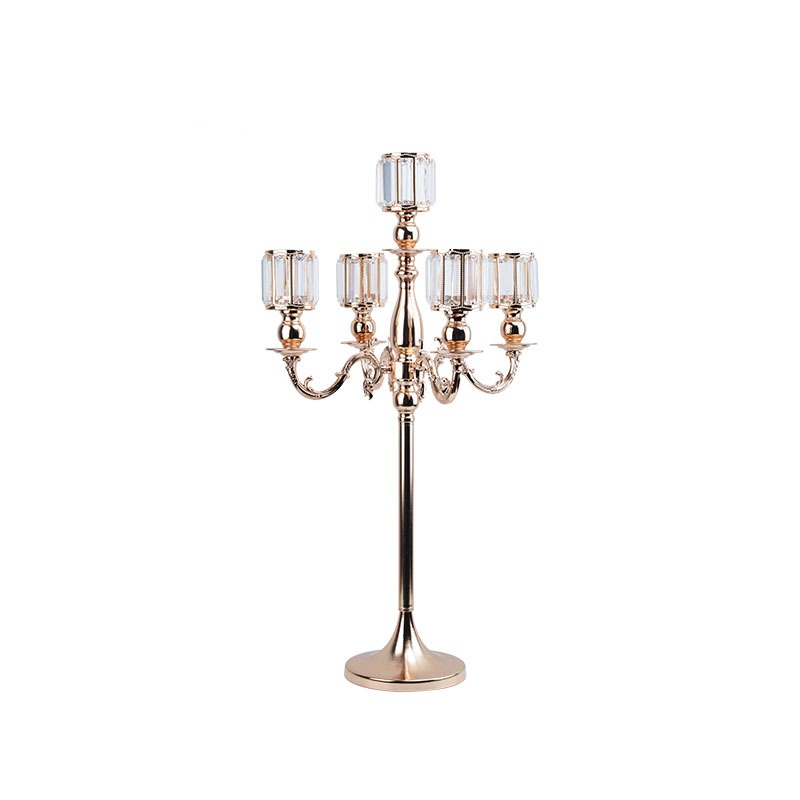 Retro Candlestick 5 Heads Metal Iron Candle Holder Acrylic Candelabrum For Centerpiece Wedding Decoration Ornaments XJ260305