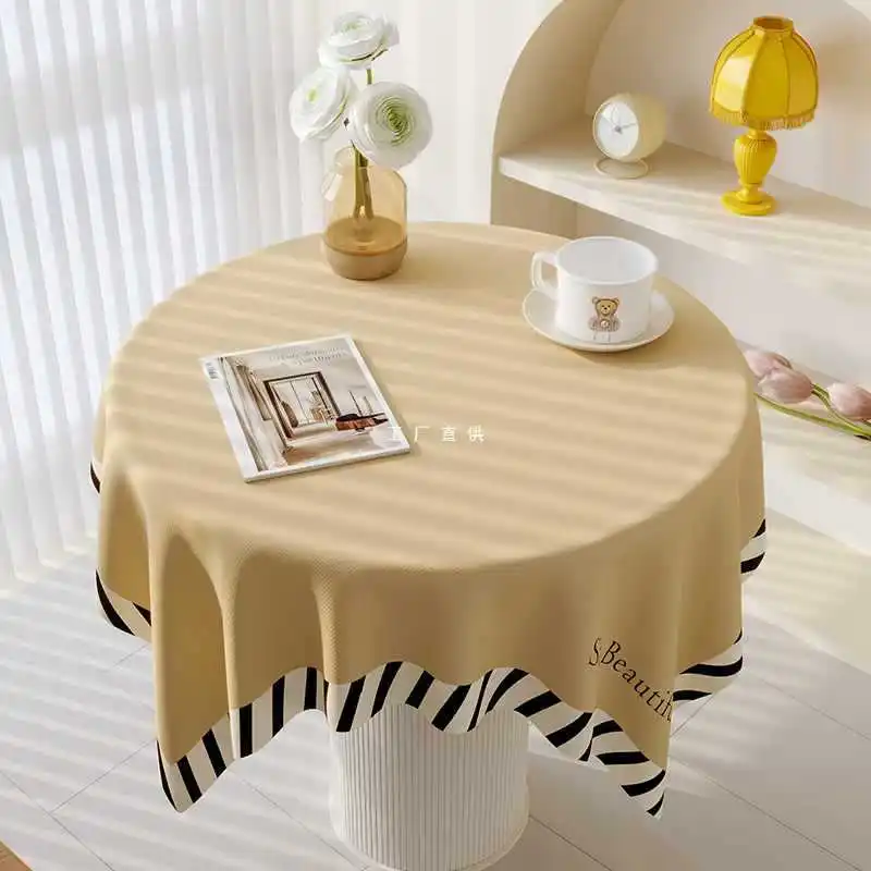 Solid Color Simple Modern Plush Round Coffee Table Cloth, Dining Table Cover EE5W01