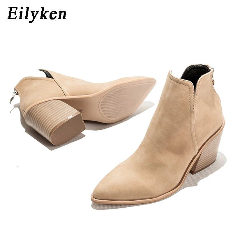 EilyKen Autumn Winter Casual Western Cowboy Ankle Boots Women Snake Cowgirl Booties Short Cossacks Botas High Heels Shoes 240615