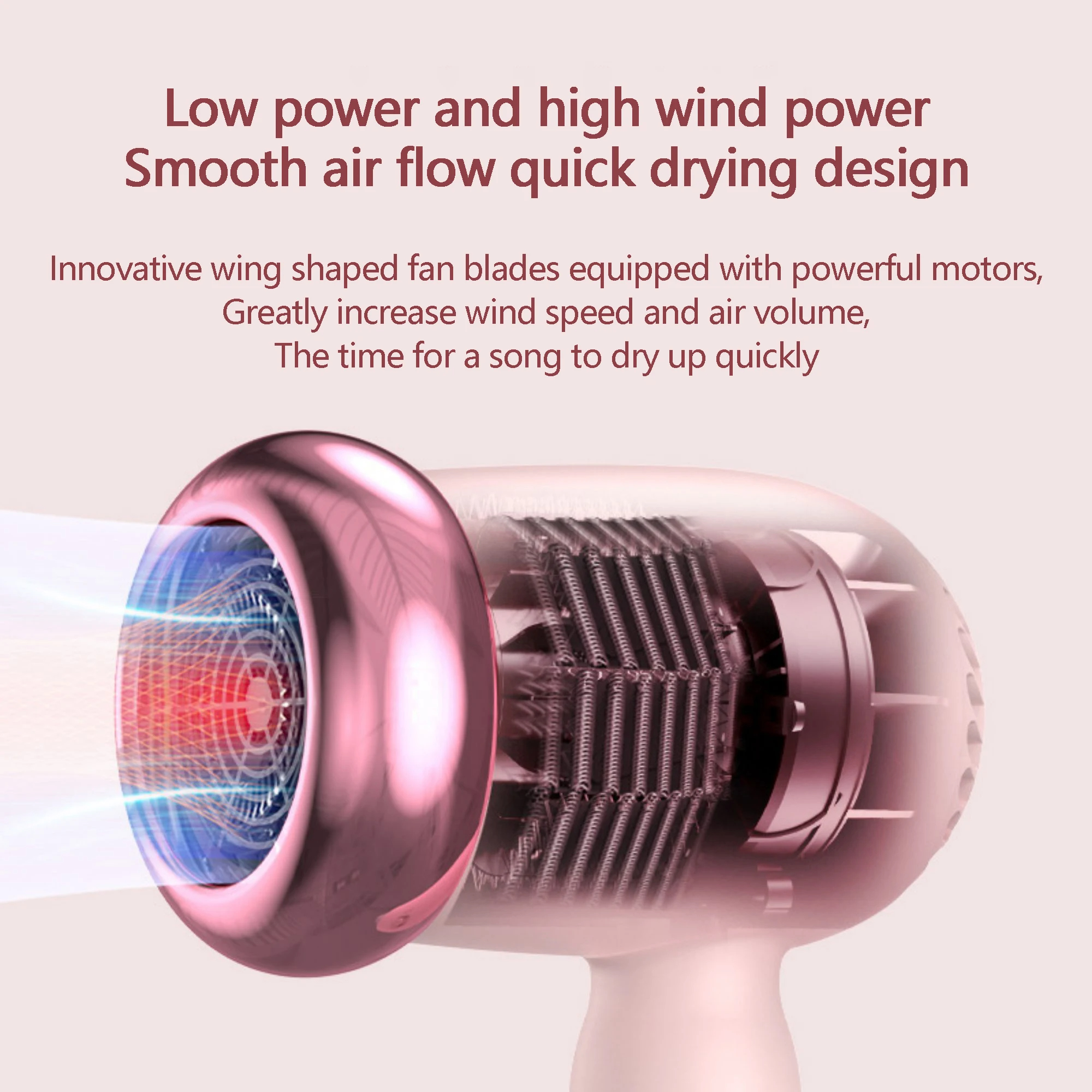 Professinal Hair Dryer Negative Ion Blow Dryer Quick Dry Leafless Hairdryer Salon Home Appliances Constant Temperature Hair Care