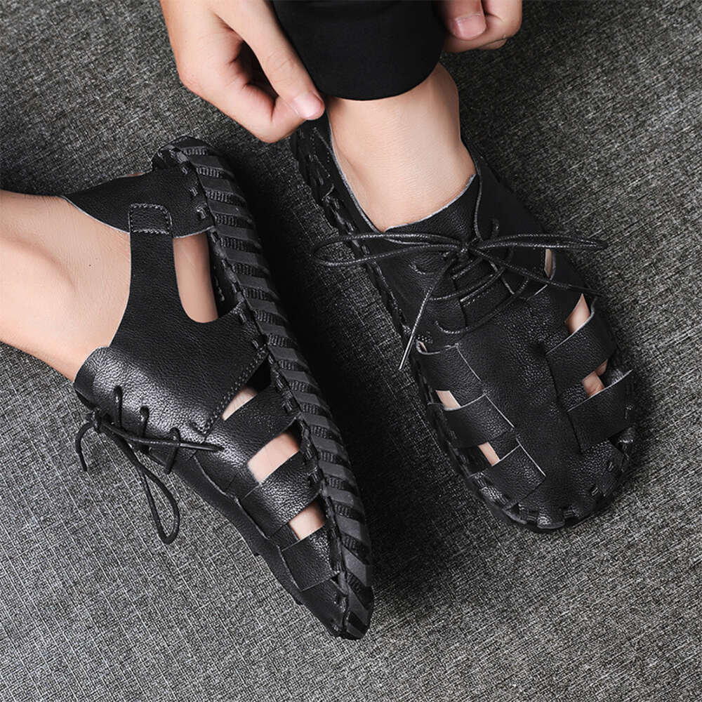 CYYTL Sandals Leather Summer Men Shoes Beach Outdoor Slippers Hiking Fashion Fisherman Breathable Designer Close Toe Flat