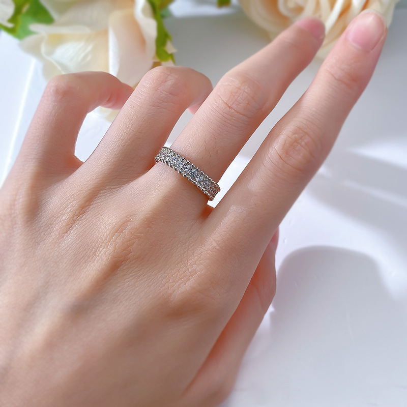 Exquisite 2024 Wedding Band: Sterg Sier Eternity Bridal Ring with Genuine Moissanite c33b