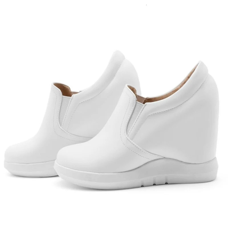White Wedge Shoes Women Sneakers Spring Autumn Hidden Heels Ladies Loafers Shoes Casual Comfort Wedges Platform Female Shoes 240615
